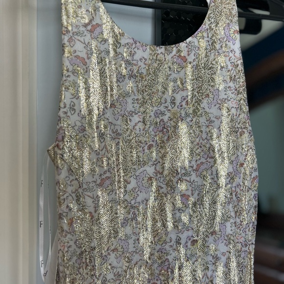 Romantic Charm White and Gold Floral Print Tied back midi dress. Never worn. - Picture 4 of 7